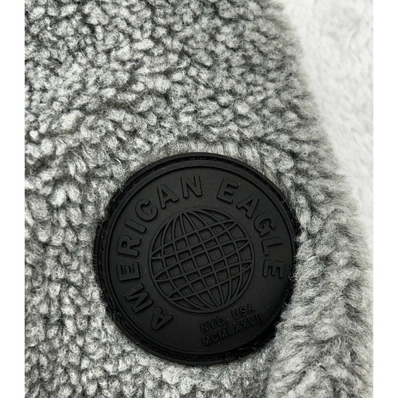 American Eagle‎ Outfitters Sweater Mens Size Large Gray Sherpa Zip Fleece Lined - Picture 4 of 10